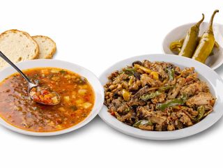 Meniu Ciorbă de legume + Tigaie picantă de pui
