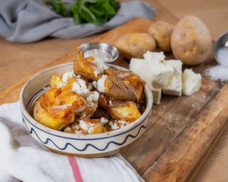 Cheesy crispy crushed potatoes