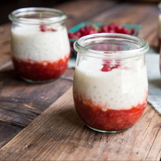 Budinca de tapioca cu piure de fructe de padure - fara zahar, fara gluten 200 gr