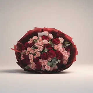 Buchet mini roze și trandafiri
