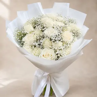 Buchet trandafiri si gypso