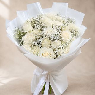 Buchet trandafiri si gypso