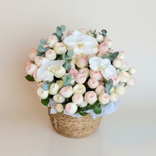 Aranjament mini roze si orhidee