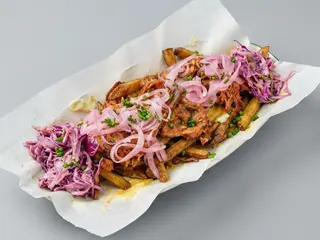 Pulled pork loaded fries
