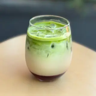 Raspberry iced matcha