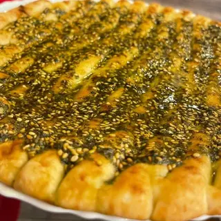 Manakeesh with zaatar and salad