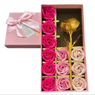 Cutie cadou - trandafiri aurii & roz