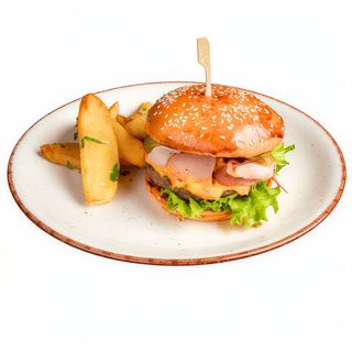 Burger de vită de casă și cartofi