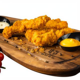 Crispy de pui cu cartofi pai și sos 180 (3buc)/150/40g