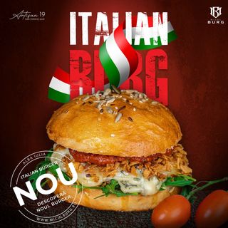 Italian Burg (NOU) cu cartofi pai și sos