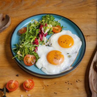 Ouă ochi cu mix de verdețuri