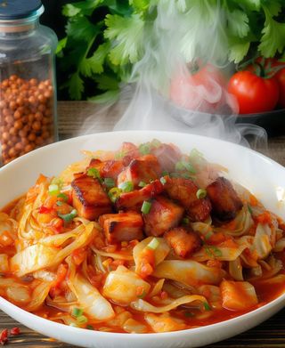 Varză călită cu piept de porc