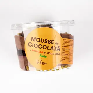 NOU - Mousse de ciocolată cu zmeură și crumble de fistic