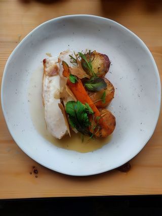 Piept de pui și risotto cremos cu ciuperci rumenite