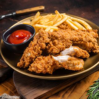 Meniu 3 crispy, cartofi prajiti si sos