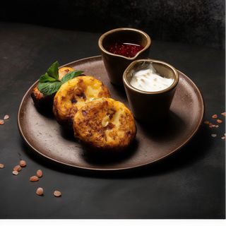 Papanași cu smântână și sos de zmeură