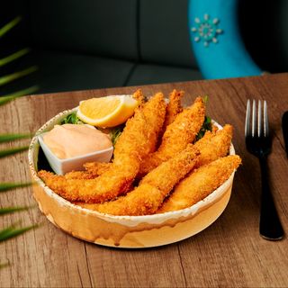 Creveți pane cu cartofi prăjiți 