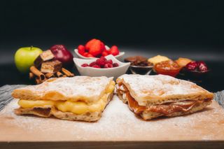 Langos crema vanilie si caramel