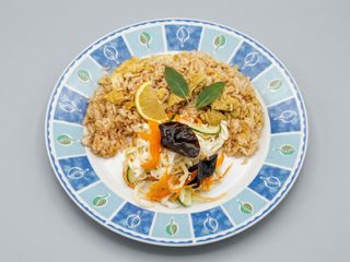 Orez simplu + salata de urechi de lemn