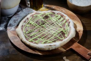 Pizza cu Nutella si crema de fistic