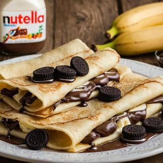 Clătita cu Nutella, banana si oreo