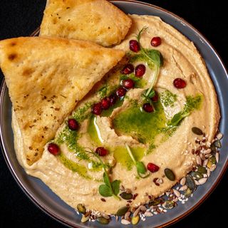 Hummus with basil and  Focaccia