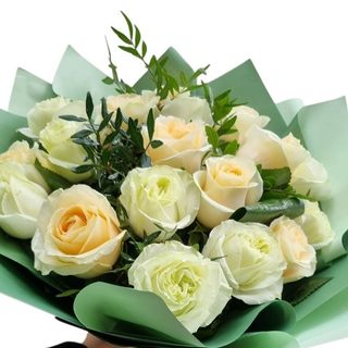 Buchet 19 trandafiri alb - somon