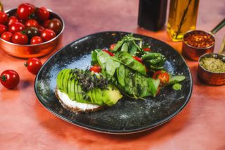 Toast with Cream Cheese, Avocado & Tomatoes