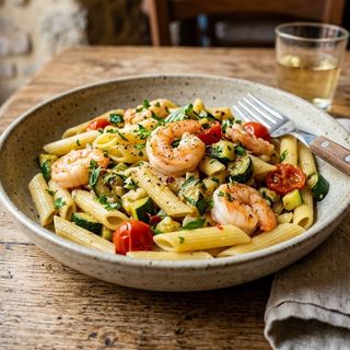 Penne Zucchine e Gamberi