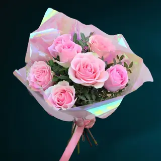 Buchet 7 Trandafiri Roz Pal