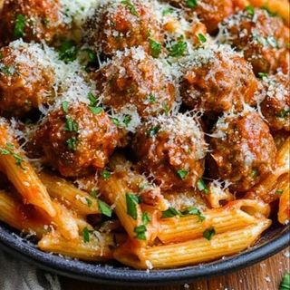 Penne in sos rosu si chiftelute de vita black angus 450g