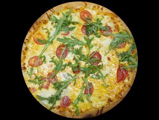 Pizza Quattro Formaggi cu rosii cherry si rucola Ø32cm
