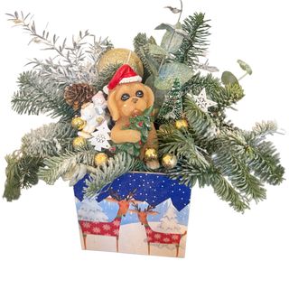 Aranjament de Crăciun cu brad natural 