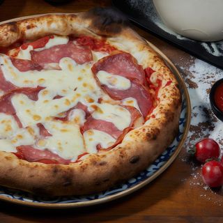 Pizza Quattro Formaggi cu Salam Picant