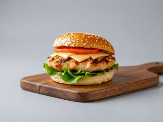 Combo - Burger cu piept de pui la grill + Cartofi + Racoritoare 0.330 ml