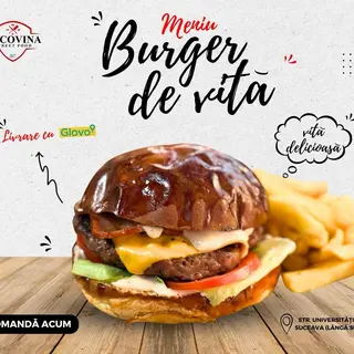 Meniu burger de vita cu cartofi prăjiți