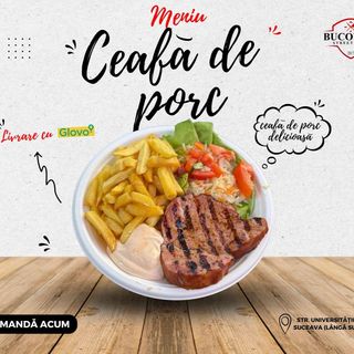 Meniu Ceafă de porc cu cartofi prăjiți