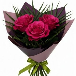 Buchet 3 trandafiri fucsia