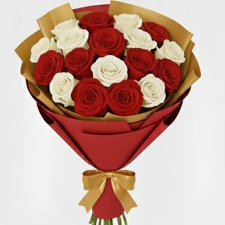 Buchet 21 trandafir, alb roru