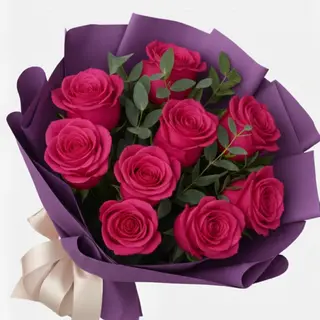 Buchet 9 Trandafiri fuxia