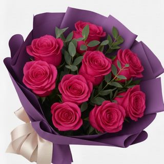 Buchet 9 Trandafiri fuxia