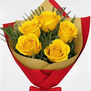 Buchet 5 trandafiri galbeni