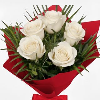 Buchet 5 trandafiri albi ,gipsofila,cico!