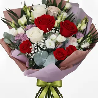 Buchet Lisianthus & Trandafiri mixt 