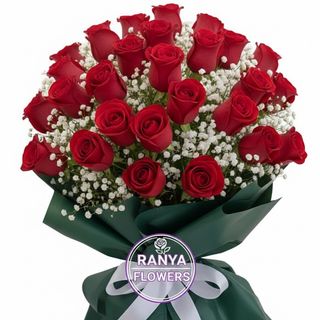 Buchet 25 trandafiri roșii gipso