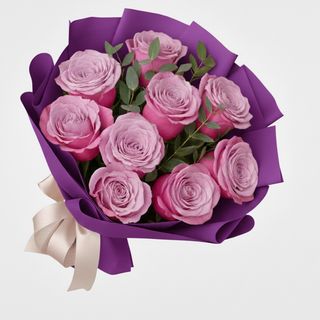 Buchet 9 trandafiri mov