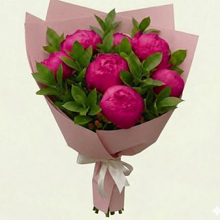 Buchet 7 bujori topaz & ruscus