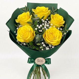 Buchet 5 trandafiri galbeni 