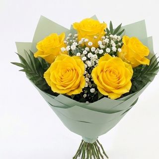 Buchet 5 trandafiri galbeni