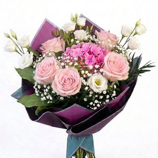 Buchet eustoma Hortensia rosa mondial